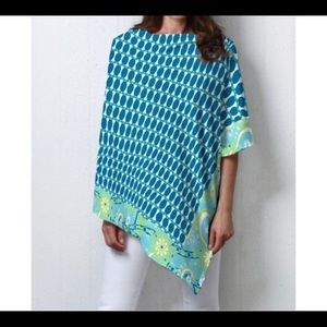 Whimsy Rose Blue Patterned Women’s lightweight Poncho Scarf Wrap